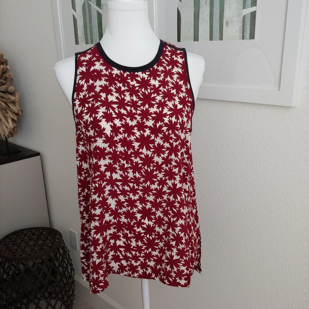 Madewell - Sleeveless Silk Tank Top - Leaf pattern - Sz M NWT